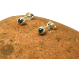 Small Round Hematite Sterling Silver Gemstone Stud Earrings 925 - 3 mm