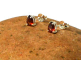 Small Red GARNET Sterling Silver 925 Stud Earrings