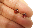Small Red GARNET Sterling Silver 925 Stud Earrings