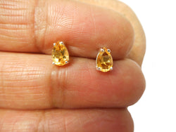 Round CITRINE Sterling Silver Gemstone Stud Earrings 925
