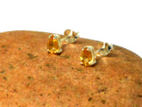 Round CITRINE Sterling Silver Gemstone Stud Earrings 925