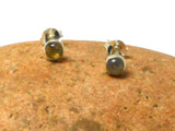 Labradorite Round Shaped Sterling Silver 925 Gemstone Stud Earrings - 4 mm