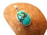Tibetan TURQUOISE Sterling Silver 925 Gemstone Pendant