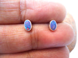Small  Australian Opal Sterling Silver 925 Gemstone Stud Earrings- 3 x 5 mm