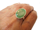 Adjustable Emerald Ring: Sterling Silver Boho Statement Jewellery