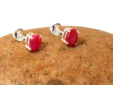 Oval  RUBY Sterling Silver 925 Gemstone Stud Earrings - 5 x 7 mm