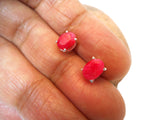 Oval  RUBY Sterling Silver 925 Gemstone Stud Earrings - 5 x 7 mm