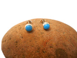 Blue Arizona TURQUOISE Gemstone Stud Earrings: Bohemian Sterling Silver Jewellery