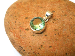 Round Green Quartz Gemstone Pendant: Bohemian Sterling SIlver Jewellery
