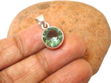 Round Green Quartz Gemstone Pendant: Bohemian Sterling SIlver Jewellery