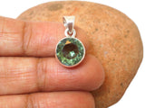 Round Green Quartz Gemstone Pendant: Bohemian Sterling SIlver Jewellery