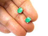 Green Oval EMERALD Sterling Silver 925 Stud Earrings - 5 x 7 mm