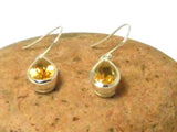 Teardrop Pear Shaped CITRINE Sterling Silver Gemstone Drop Dangle Earrings 925