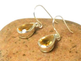 Teardrop Pear Shaped CITRINE Sterling Silver Gemstone Drop Dangle Earrings 925