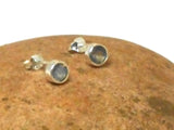 Fiery Labradorite Round Shaped Sterling Silver Gemstone Stud Earrings 925 - 5 mm