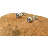 Small Blue Round Tanzanite Sterling Silver 925 Gemstone Stud Earrings - 4 mm