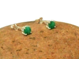 Green Round Emerald Sterling Silver 925 Stud Earrings - 5 mm