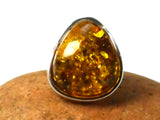Large Chunky AMBER Sterling Silver 925 Gemstone Ring