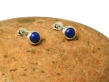 Blue LAPIS LAZULI Round Sterling Silver Stud Earrings 925 - 5 mm