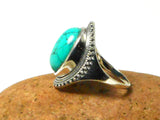 Blue TURQUOISE Oval Sterling Silver Gemstone Statement Ring 925