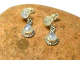 Fiery MOONSTONE Sterling Silver Gemstone Stud Drop Dangle Earrings 925