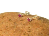 Small Pink Round Shaped RUBY Sterling Silver 925 Gemstone Stud Earrings - 3 mm