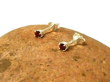Small Round Red GARNET Sterling Silver 925 Stud Earrings - 3 mm