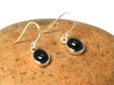 Oval BLACK ONYX Sterling Silver Gemstone Drop Earrings 925