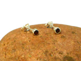 Small Round Red GARNET Sterling Silver 925 Stud Earrings - 3 mm
