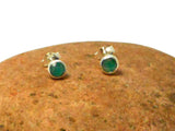 Small Round Green EMERALD Sterling Silver 925 Stud Earrings - 4 mm
