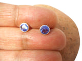Blue Round Tanzanite Sterling Silver 925 Gemstone Stud Earrings - 5 mm