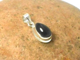 Small Teardrop Black ONYX Sterling Silver Gemstone Pendant