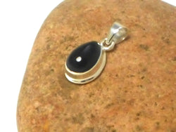 Small Teardrop Black ONYX Sterling Silver Gemstone Pendant
