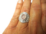 Pink ROSE QUARTZ Sterling Silver 925 Gemstone Ring (Size O)