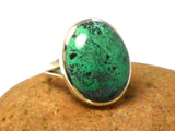 Green Blue Oval Tibetan TURQUOISE Sterling Silver 925 Oval Gemstone Ring