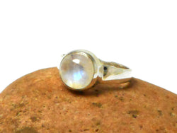 Round Moonstone Sterling Silver 925 Gemstone Ring  - Gift Boxed