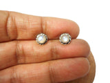 Fiery Round MOONSTONE Sterling Silver Gemstone Stud Earrings 925