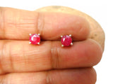 Round Pink RUBY Sterling Silver 925 Stud Gemstone Earrings - 5 mm