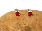 Round Pink RUBY Sterling Silver 925 Stud Gemstone Earrings - 5 mm