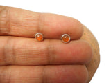 Orange CARNELIAN Sterling Silver 925 Round Stud Earrings - 4 mm