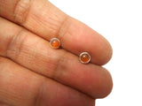 Orange CARNELIAN Sterling Silver 925 Round Stud Earrings - 4 mm