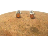 Orange CARNELIAN Sterling Silver 925 Round Stud Earrings - 4 mm