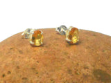 Golden Oval CITRINE Sterling Silver Stud Earrings 925 - 5 x 7 mm