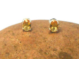 Golden Oval CITRINE Sterling Silver Stud Earrings 925 - 5 x 7 mm