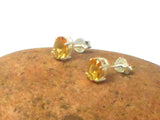 Golden Oval CITRINE Sterling Silver Stud Earrings 925 - 5 x 7 mm