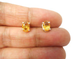 Golden Oval CITRINE Sterling Silver Stud Earrings 925 - 5 x 7 mm