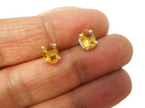 Golden Oval CITRINE Sterling Silver Stud Earrings 925 - 5 x 7 mm