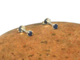 Small Blue Round SAPPHIRE Sterling Silver Stud Earrings 925 - 3 mm 