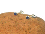 Small Blue Round SAPPHIRE Sterling Silver Stud Earrings 925 - 3 mm 