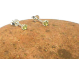 Small Round Green PERIDOT Sterling Silver 925 Stud Earrings - 3 mm